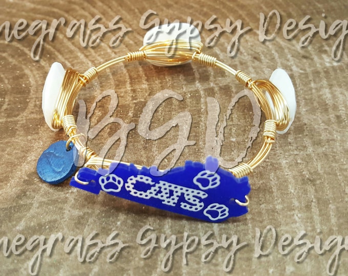 20% off University of Kentucky Wire Wrapped Bangle, Wire Bangle, Bracelet, Bourbon and Boweties Inspired