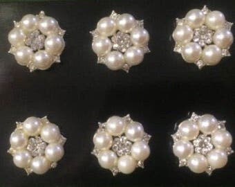 Rhinestones Button Pearls Broach 10 PCS, Gemstone Broach, Wedding Accesories, Pearl Brooch, Pearl Broach, Pearl Buttons, rhinestone bouquet