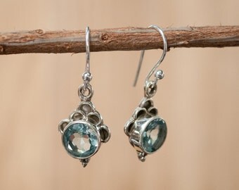 Blue Topaz Earrings * Blue Earrings * December Birthstone *Gemstones * Mermaid * Ocean * Boho * handmade * Sterling Silver 925 *BJE068