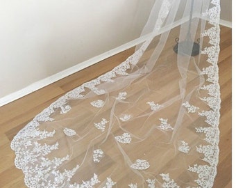 Lace cathedral wedding veil vintage style floral lace bridal veil