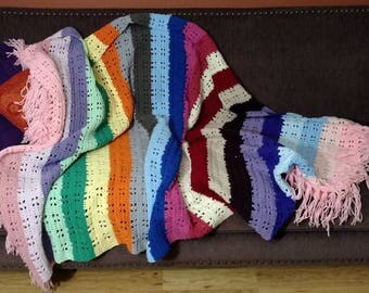 Vintage Multicolor Knit Afghan