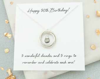 50th Birthday Gift, 50th Birthday Gift For Her, 50th Birthday Gift For Mum, 50th Birthday Jewellery, 50th Birthday Birthstone Necklace