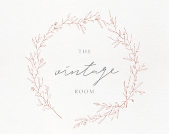 Premade Logo, Feminine logo , Logo Design, Brand Design, Business Logo, photography logo, boutique logo, vintage logo, wreath logo