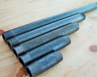 15 black steel plumbing pipes / 27/20 or 21mm (1/2 ") (3/4") or 26 / 34mm (1 ")