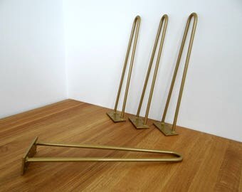 Gold Hairpin Legs. 3/8" 2 rod. Steel Table Hairpin Legs. 4", 6", 12", 16", 28" and more