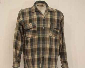 Vintage shirt, 1960s shirt, plaid shirt, Rockabilly shirt, medium