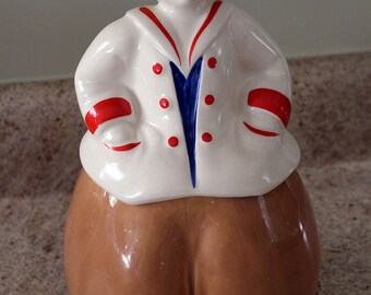 Vintage Cookie Jar, Sailor Cookie Jar, Nautical Cookie Jar, Sailor Boy Cookie Jar