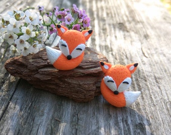 Fox earrings Orange earrings Fox style Animal earrings Cute earrings Funny earrings Fox Fox tail Fox lovers Teen gifts Sister present Studs