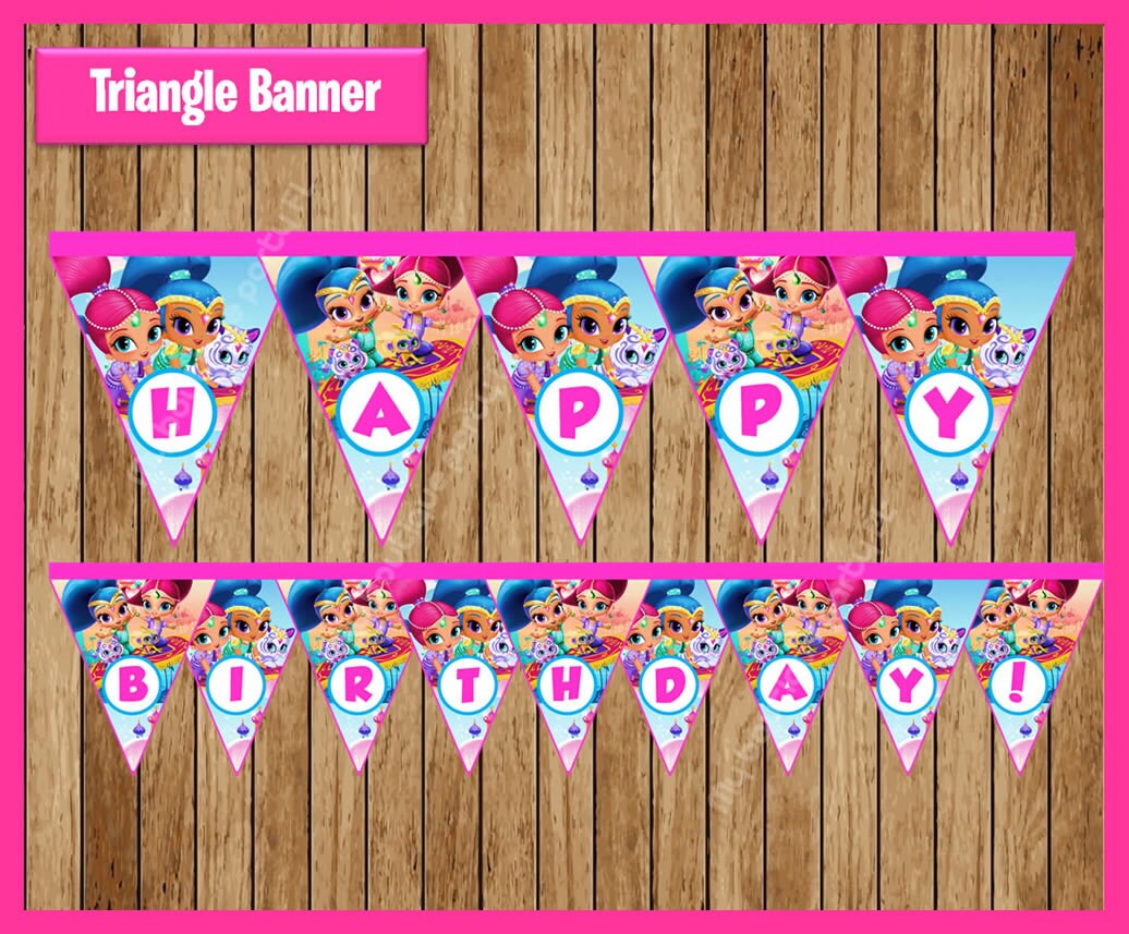 Shimmer and Shine Triangle Banner instant download Printable