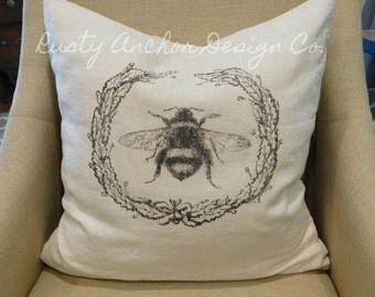 Vintage Bee Throw Pillow