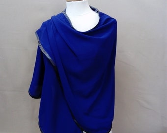 Blue and gray chale stole, stole, shawl, blue and gray shawl,