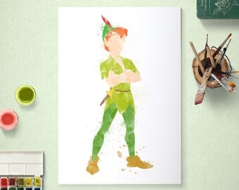 Peter Pan, Neverland, Watercolour Art, Printable Instant Download