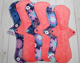 Basic Postpartum Collection | Set of 6 Symmetrical Postpartum (Super Heavy/Overnight) Cloth Pads | 14", 15", 16"