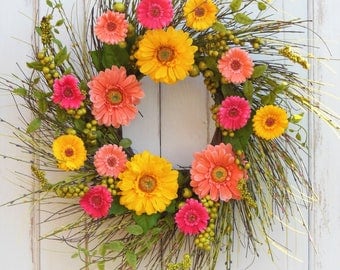 Spring Wreath, Summer Wreath, Wreath Summer, Mother's Day Wreath, Daisy Wreath, Wreath for Spring, Door Wreath, Front Door Wreath, Daisies