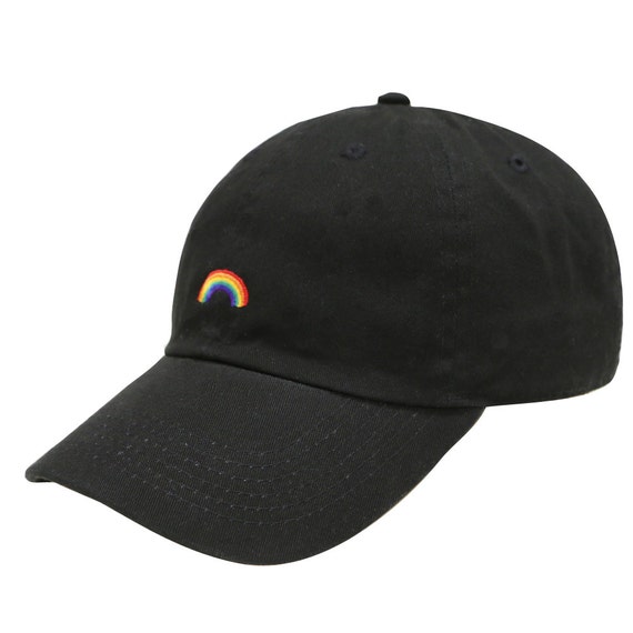 Capsule Design Rainbow Cotton Baseball Dad Cap Black