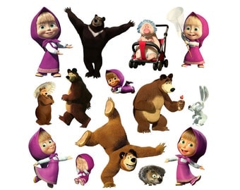 Items similar to Masha and the Bear cartoon Digital Instant Download ...