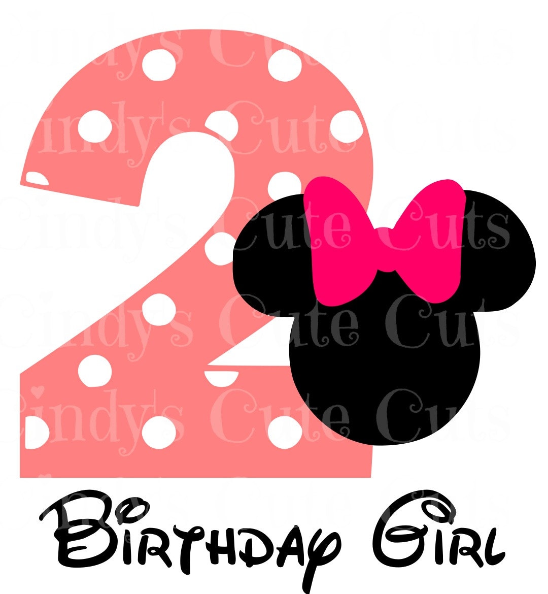 Download Second Birthday Miss Mouse Dot 2 two Cuttable, dxf, eps ...