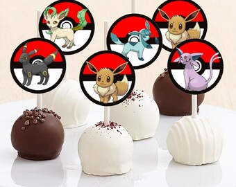 Eevee and New Eevee Evolutions Cake Pop Toppers - Instant Download - Pokemon Cupcake Toppers - Pokemon Party - Digital Download - Pokemon