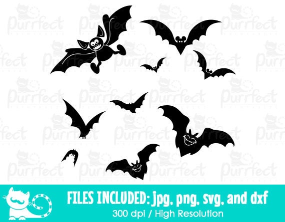 Mickey and Minnie Bats SVG, Halloween Bats SVG, Disney Digital Cut ...