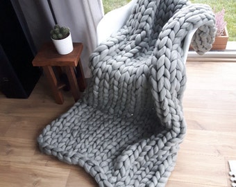 Chunky Knit Blanket, New Colors, Super Merino Wool. Super Chunky Knits. Chunky Blanket,PLED Z OWCZEJ WEŁNY.