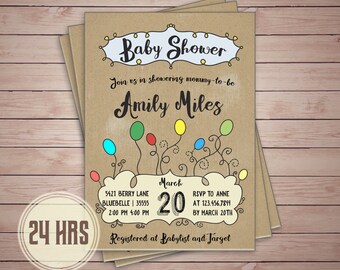 CUSTOM, Boy oh boy, balloon baby shower invitations, balloon themed baby shower, Craft paper, It's a boy, balloon boy baby shower#Baby_M0021