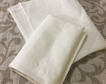 LINEN TEA TOWELS, Pure Flax Towels, White Towels, Tea Towels, Pure Linen Kitchen Towels, Handmade Towels, Flax Towels, 100% Natural, Gift