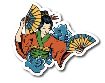 Japanese Geisha Vinyle Geisha Sticker BS004 | Vinyl Stickers | s | Clear Stickers Sticker BS004