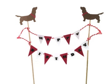 Sausage Dog Cake Bunting-Dog theme party,dog cake topper,