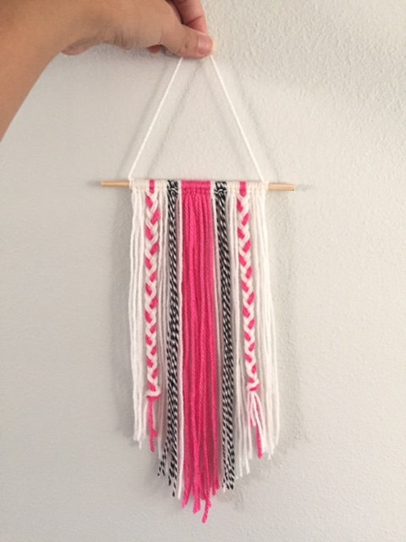 Items similar to Wall Hanging Hot Pink Yarn Wall Hanging, Yarn