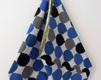 Beach Bag, Hobo Slouch Bag, Bento Origami Bag, Blue, Grey & Black Bag, Japanese Style Bag, Unique Summer Bag, Large Market Bag