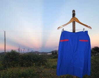 Blue Western Skirt, Womens Fitted Skirt, Cowgirl Skirt, Empress of Dallas, Medium to Large
