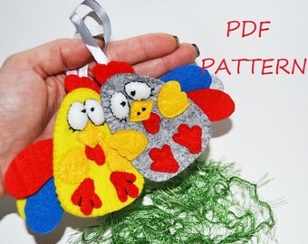 Christmas Easter rooster PDF file Pattern DIY handmade toy felt wall christmas tree