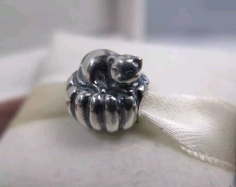 Pandora Cozy Kitten Charm/New/Ale/925/Solid Sterling Silver/Threaded Core