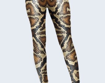 Snake Leggings, Scale Leggings for Women, Printed Leggings, Brown Leggings, Leggings Women, Cool Leggings, Fashion Leggings