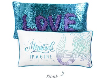 Imagine Mermaid Pillow w/ Reversible Sequins Back