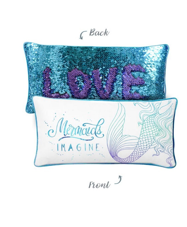 Imagine Mermaid Pillow w/ Reversible Sequins Back