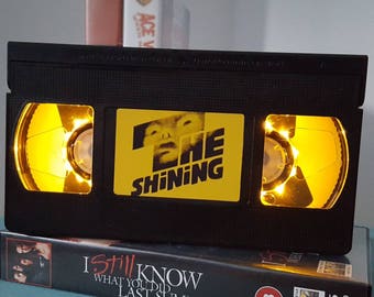 Retro VHS The Shining Scifi Night Light Table Lamp, Horror Movie . Order any movie! Great personal gift. Man Cave, Office, Bedroom! Custom!