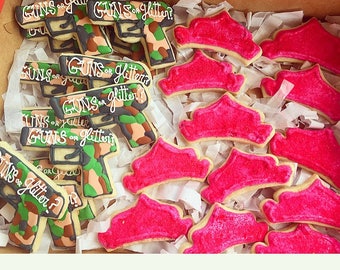 Guns or Glitter Gender Reveal Cookies