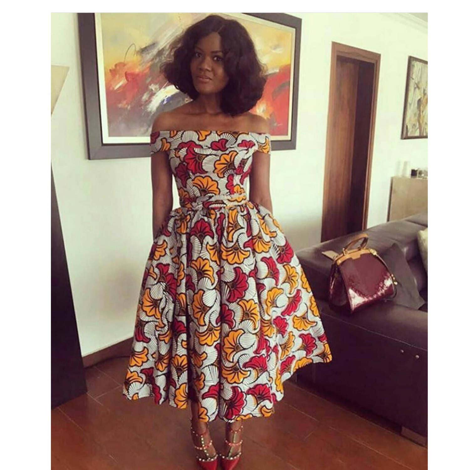 ankara off shoulder gown styles