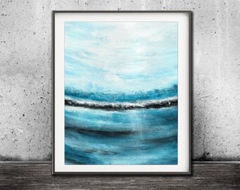 Instant download printable art print blue white modern painting waves oceans wall decor abstract art modern artwork home decor
