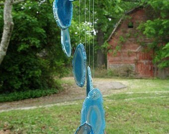 Brazilian Agate Wind chimes dyed, agate wind chimes, rock wind chimes, stone wind chimes,