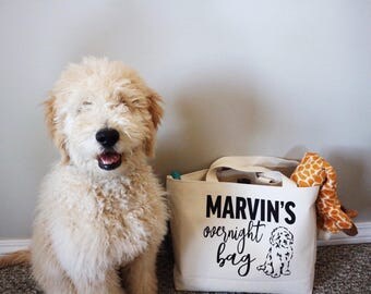 Personalized Overnight Doodle Canvas Jumbo Tote Bag
