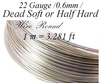 Sterling Silver Wire dead soft or half hard 1 m = 3.281 ft 22 Gauge 0.6mm