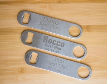 Personalized groomsmen bottle opener, groomsmen gift Custom Bottle opener for groomsmans gift. Custom engraved beer opener for wedding party
