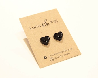 Heart studs earrings love quirky gift play love grunge gothic goth sweetheart cute kawaii pretty girlfriend wife girl gold silver jewellery