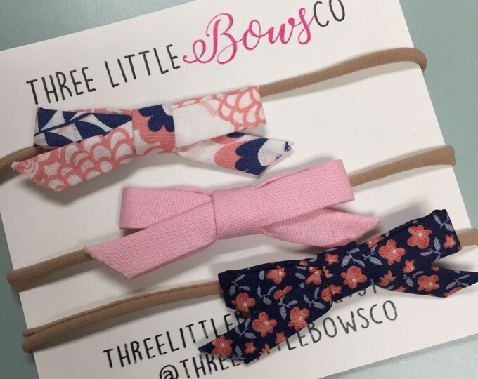 Pretty in Pink {Set of 3 Arabella fabric hair bows}