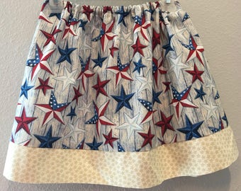 4th of July country stars in red, white, and blue skirt
