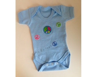 Short sleeve Baby Grow, Peace Sign, Baby Boy, New Baby, Baby Gift, Pink Bodysuit, Organic Cotton, Baby Shower