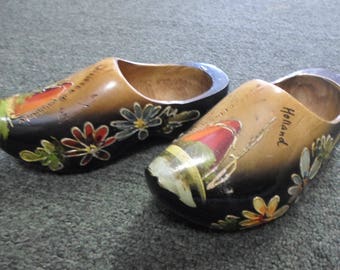 Vintage Amsterdam Holland Handcarved Wooden Shoes