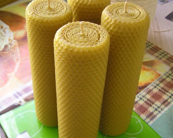 beeswax pillar candles